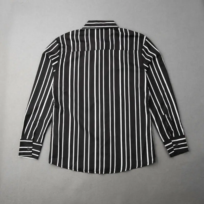 New Men Shirt Long Sleeve Casual Striped Button Turn-down Neck Fashion Slim Blouse Mens Tops | Мужская одежда