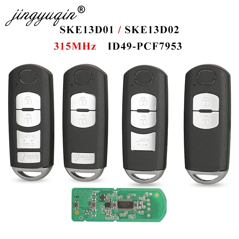 Jingyuqin 315 МГц ID49 чип SKE13D 01 SKE13D02 2/3/4BTN дистанционный смарт ключ брелок для Mazda 3 6 MX 5 Miata