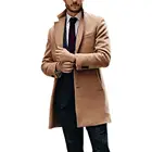 Классическая осенне-зимняя длинная Мужская куртка, Мужской плащ цвета хаки, однобортный отложной воротник, деловое термальное пальто в британском стиле для мужчин