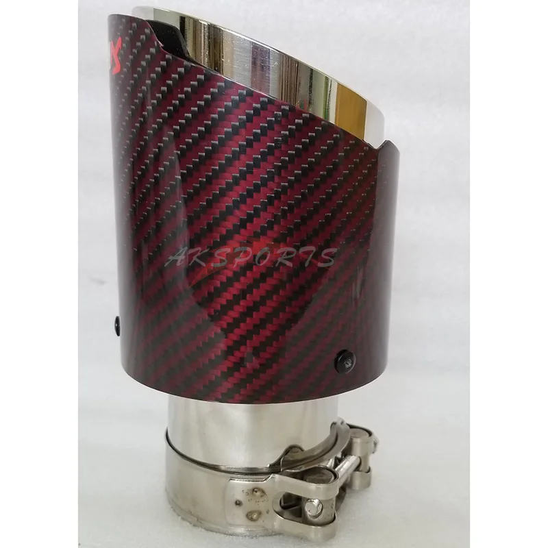 Универсальный Akrapovic углеродного волокна выхлопная труба глушитель наконечник глянцевый красный саржевое волокно Крышка для Audi