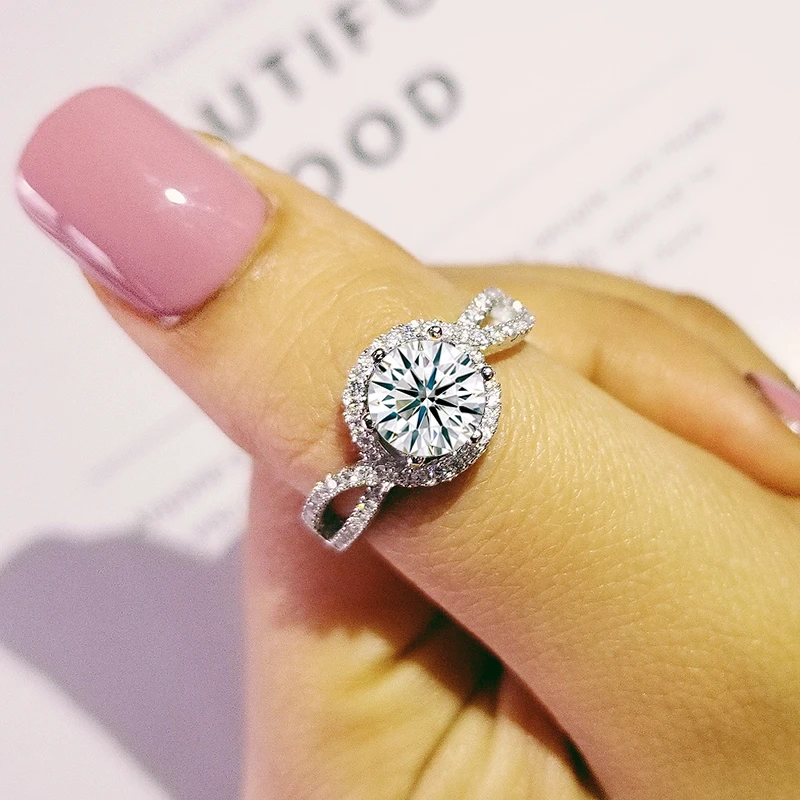 Оригинальные обручальные кольца из стерлингового серебра 925 пробы halo Twisted sede для