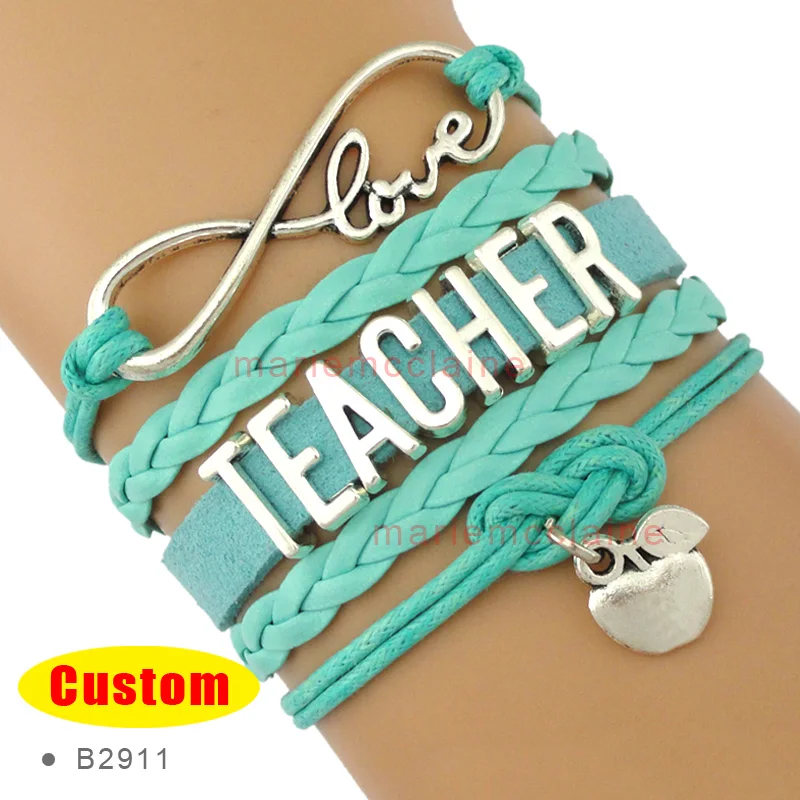 Infinity Love to Teach Gift for Teachers Kindergarten Science Special Needs Teacher Assistant Leather Bracelets Women | Украшения и