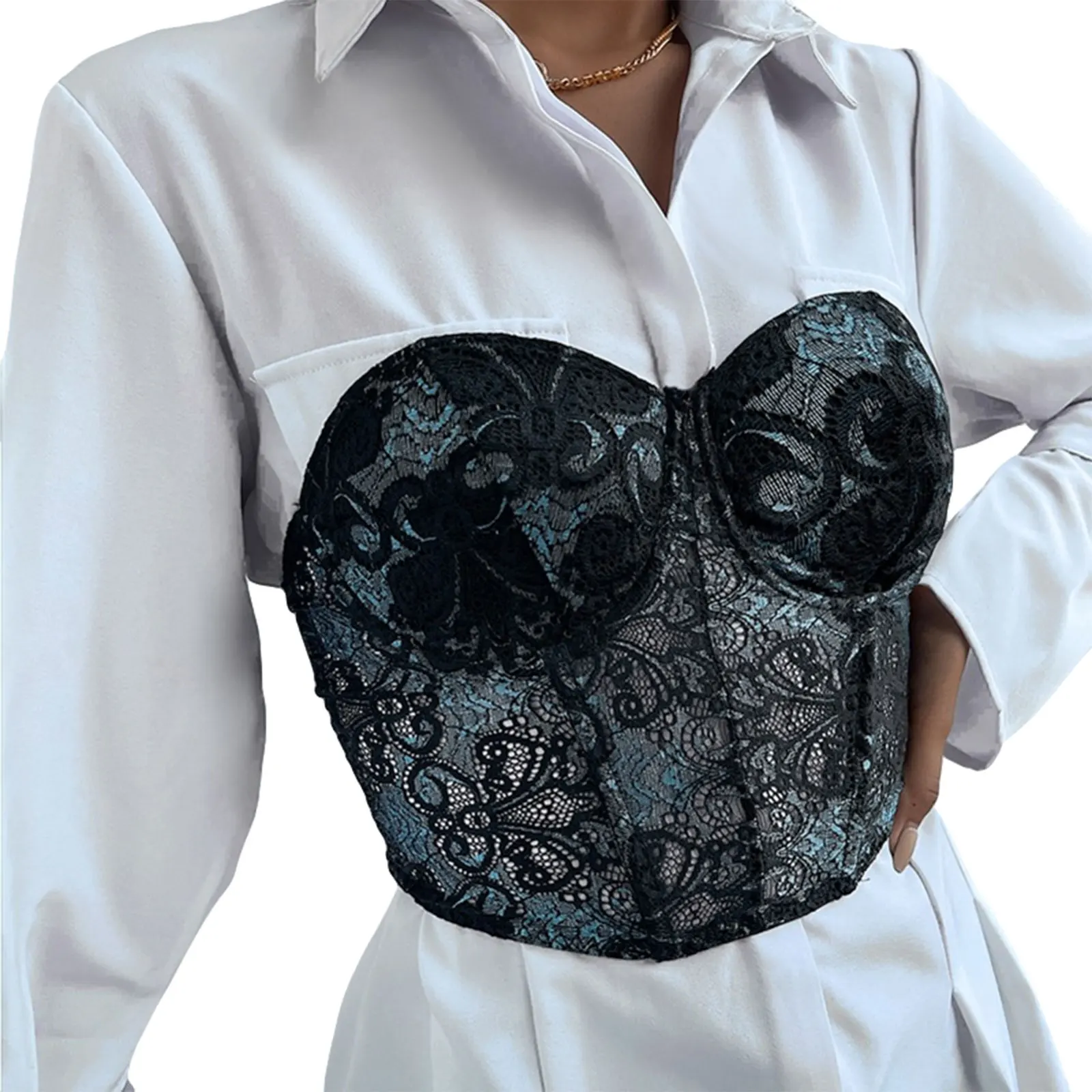 

2021 Fashion Women Embroidered Lace Tube Top Sexy Strapless V Neck See Through Skinny Tank Top Sleeveless Camis Tops Corset