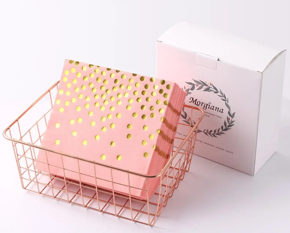 50 шт розовые с золотыми бумажными салфетками Роскошные Одноразовые Салфетки Для