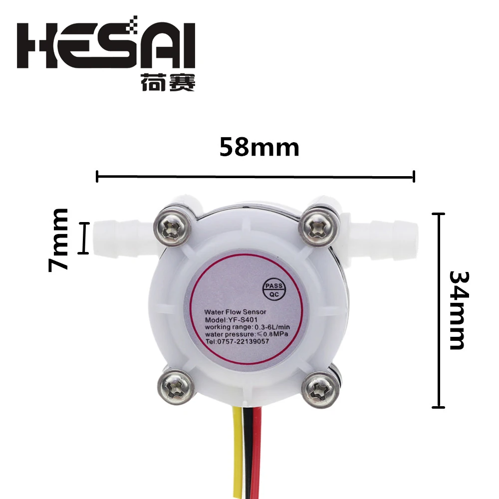 Interruptor medidor de flujo con Sensor de Control de agua, Sensor de Flujo de Agua, 0.3-6L/min, 1/4 