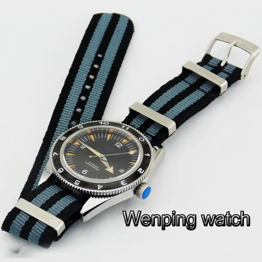 Мужские автоматические механические часы Debert черные с односторонним вращением 41