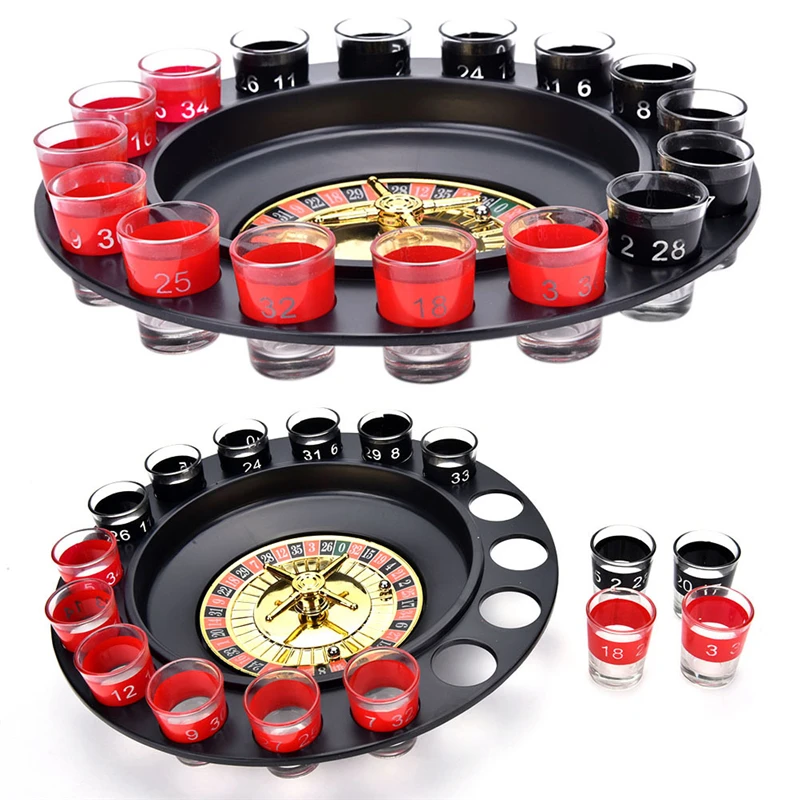 

Hot Sale Russia Drinking Turntable Shot Glass Roulette Set Novelty Drinking Game With 16 Shot Glasses Adult Party Drinking Set