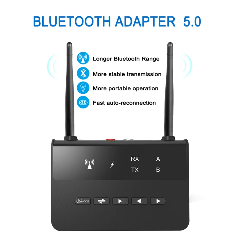 

80M Bluetooth 5.0 Transmitter Receiver Bypass Aptx LL Low Latency Wireless Audio Adapter 3.5mm AUX RCA Jack For PC TV Headphones