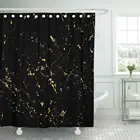 Водонепроницаемая шторка для душа с рисунком под мрамор, золото, патина