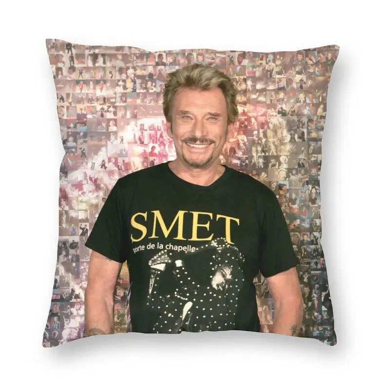 

Funny Johnny Hallyday Throw Pillow Covers Decor Home Cute France Singer Cushion Decoration Salon Square Pillowcase