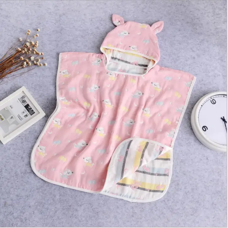 As the photo Gazue/ хлопок, мягкое детское полотенце с капюшоном, 65*60 см, детская накидка с капюшоном, одеяло с капюшоном для детей 2-7 лет, детское банное полотенце, 6 слоев муслина - Цвет: As the photo