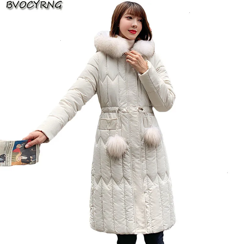 Толстое пуховое хлопковое зимнее пальто для женщин размера плюс средней длины