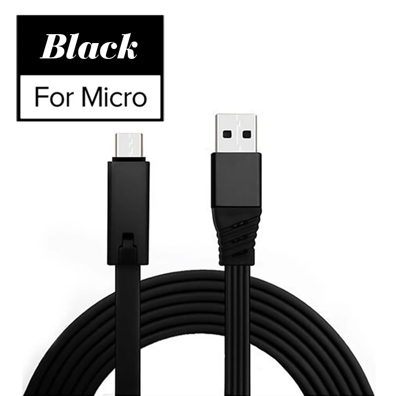 Black For Micro Зарядный кабель для мобильного телефона с возможностью быстрой резки для iPhone, кабель для быстрой зарядки для Android type-C, быстрая зарядка через usb - Цвет: Black For Micro