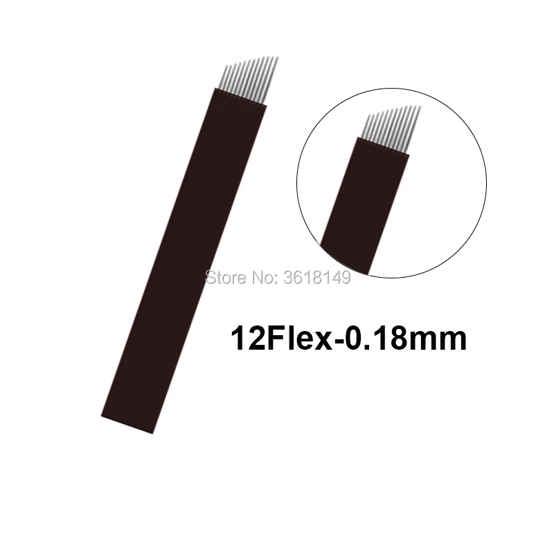 12flex 50 шт. Lamina Tebori U 18 микроблейдинг Pin 0,18 мм иглы для татуажа 12 14 12U 16 Перманентный макияж бровей вышивка лезвия ручка - Габаритные размеры: 12flex