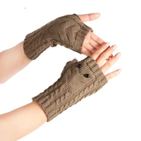 winter gloves fingerless gloves knitted winter mittens stylish hand warm crochet knitting hollow heart rfvq1