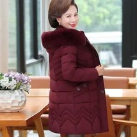 middle aged mothers winter fashion down cotton big fur collar hooded jacket plus size 5xl warm snow coat thicken women parkas