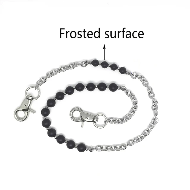 Frosted Beads Мужской натуральный ювелирный камень металл, рок, панк Брюки-хипстер Жан брелок хип хоп из нержавеющей стали кошелек пояс-цепочка брелок - Цвет: Frosted Beads