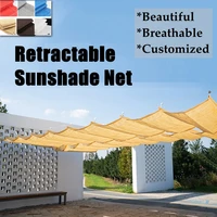 1 2m width new style telescopic wave sun shade net courtyard pavilion balcony shand cloth outdoor swimming pool sunshade sails