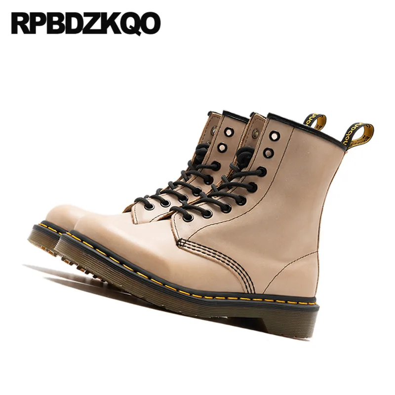 Женские ботильоны на плоской подошве осенние ботинки из натуральной кожи с