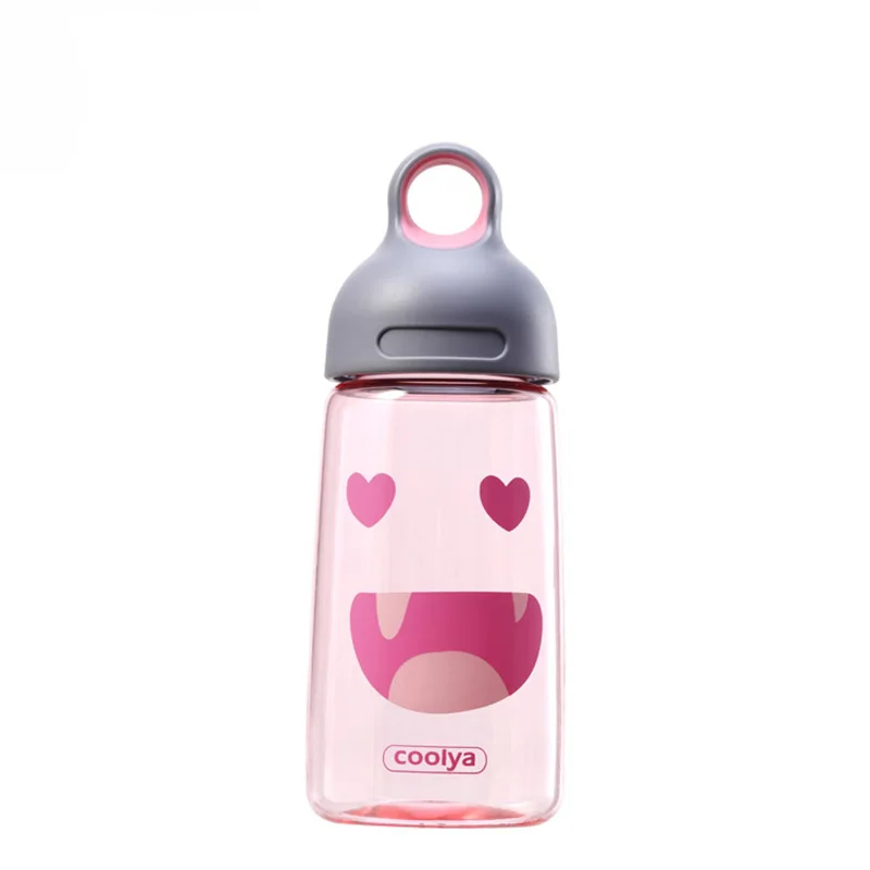 

450ml Expression Transparent Plastic Bottle Cartoon Frosted Water Bottles Leak-proof Drinkware Cute Student Girl Gift Cup