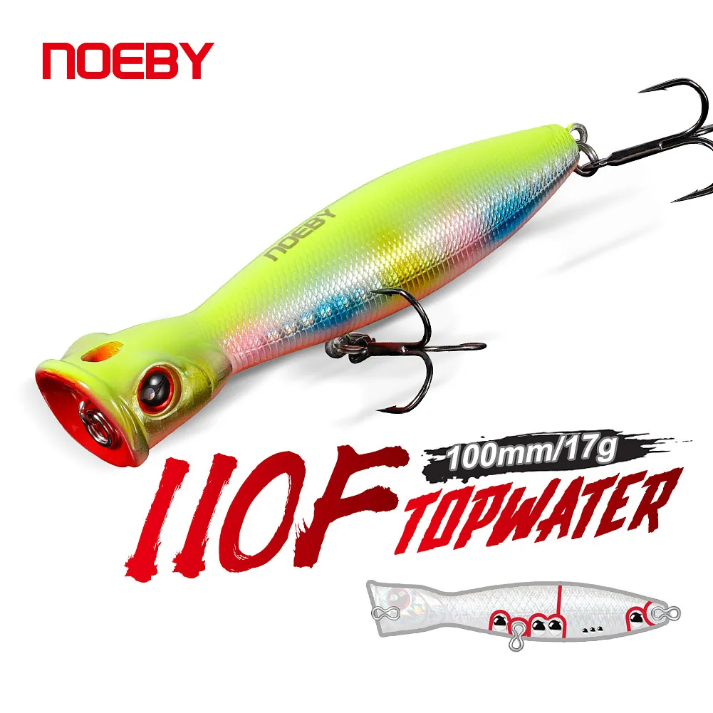 

NOEBY 110F Popper Fishing Lure 100mm 17g Topwater Jet Popper Artificial Hard Bait for Freshwater Sea Fishing Tackle Lures
