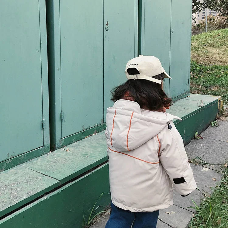 Зимняя стеганая теплая верхняя одежда с капюшоном для мальчиков и девочек, 2 цвета, ветрозащитные куртки с хлопковой подкладкой, Детские пальто