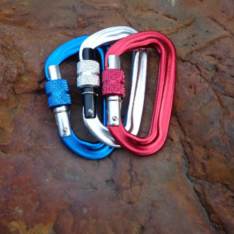 12KN карабины для скалолазания D Форма сплав алюминиевый альпинизма Quickdraw Открытый