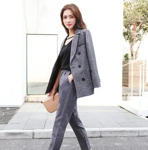 2020 рабочие брючные костюмы OL комплект из 2 предметов для женщин деловой костюм