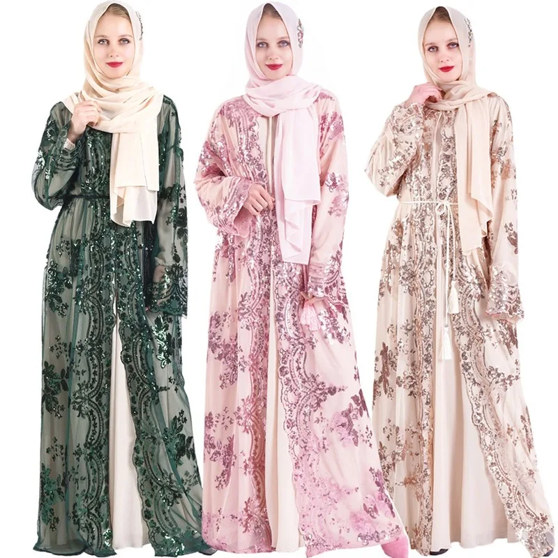Мусульманское платье Abaya роскошное высококачественное кружевное кимоно с
