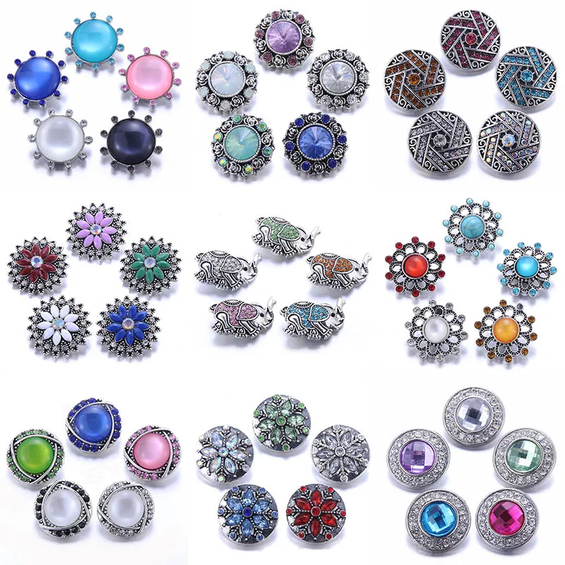 10pcs/lot Wholesale Snaps Jewelry Mixed 18mm Snap Button with Crystal Rhinestone for Bracelets Bangles | Украшения и аксессуары