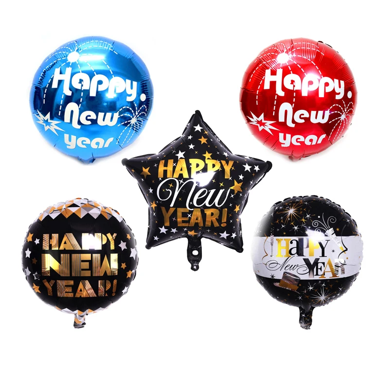 

New 18 inch round happy New Year aluminum balloon 2020 Year party event decoration balloon wholesale Toy Balloons High Quality