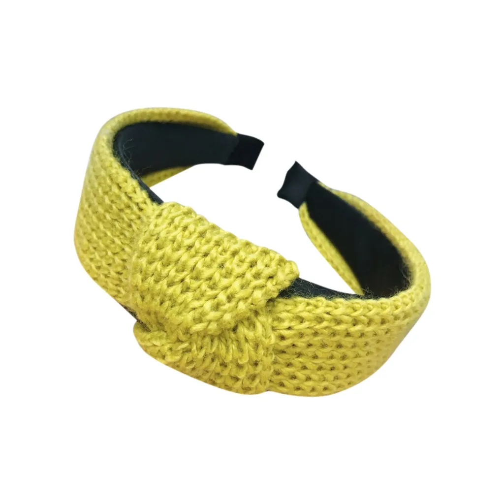 Ободок для волос Однотонный женский простой вязаный обруч с бантом милый модный