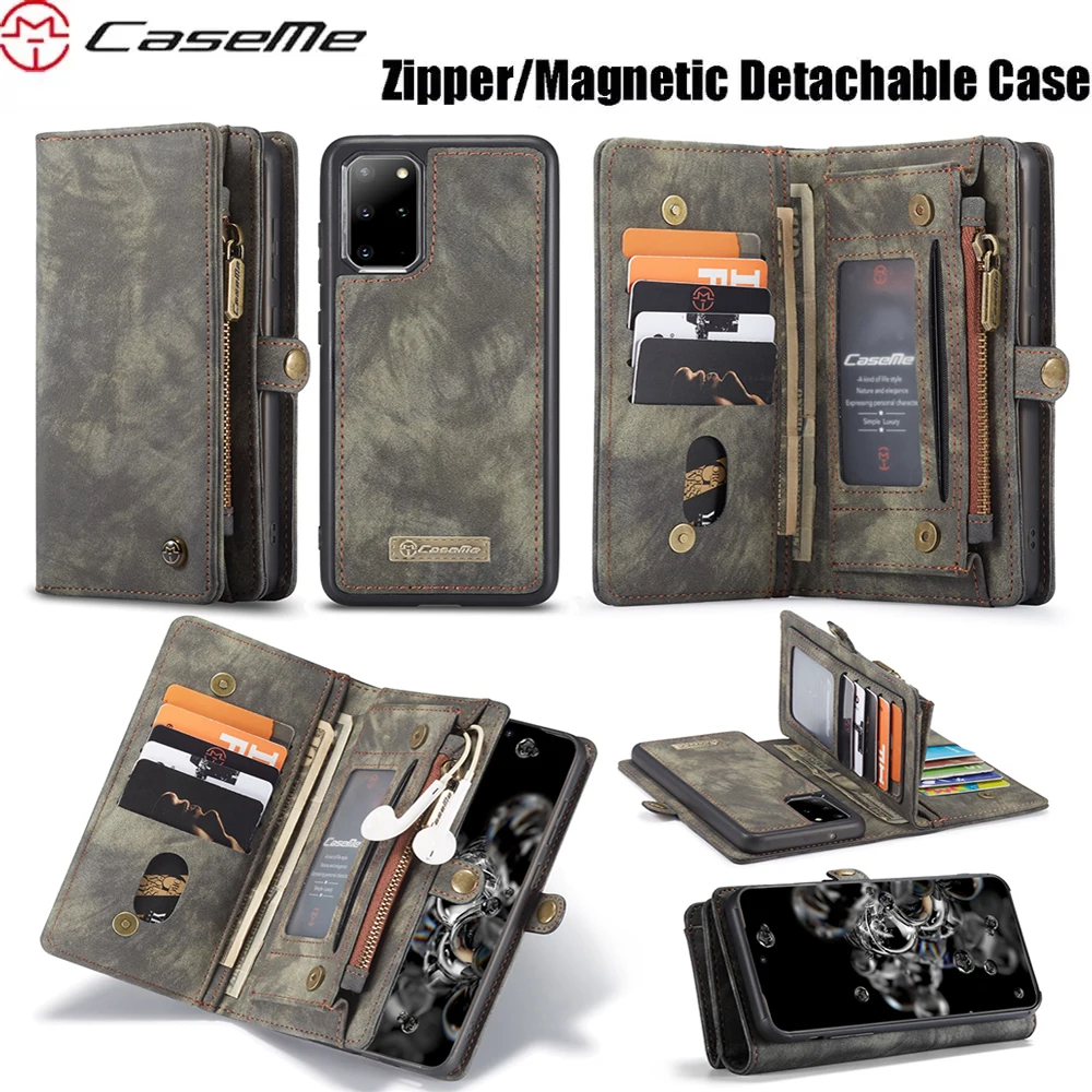 Для Samsung Galaxy S20 + Ultra Plus S8 S9 S10e S10 5G S7 Edge CaseMe роскошный Магнитный кошелек на молнии
