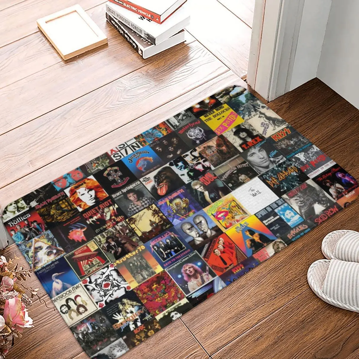 

Rock Vinyl Collage Doormat Carpet Mat Rug Polyester Non-Slip Floor Decor Bath Bathroom Kitchen Balcony 40x60