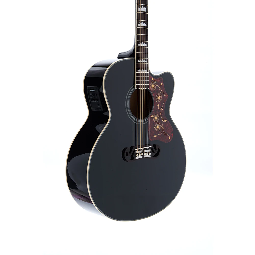 43in Jumbo J200C электрическая акустическая гитара Fishman EQ Top Grover тюнер черный цвет |