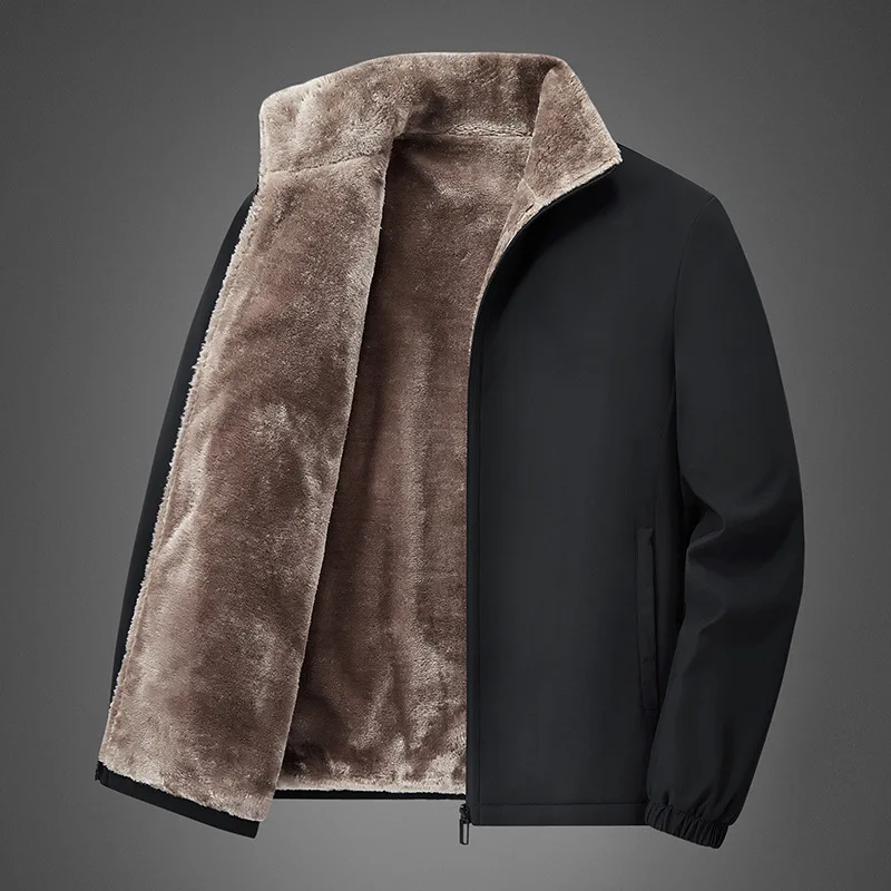 2021 autumn and winter cross-border men's Amazon Wish cross-border men's jacket plus velvet thick stand collar leisure jacket