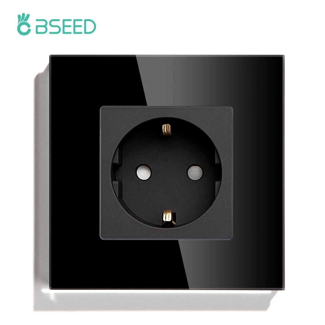 

BSEED EU Standard Wall Sockets Single Powerful Outlets Black Double Frame Sockets Glass Panel Triple Sockets Kids Protection 16A