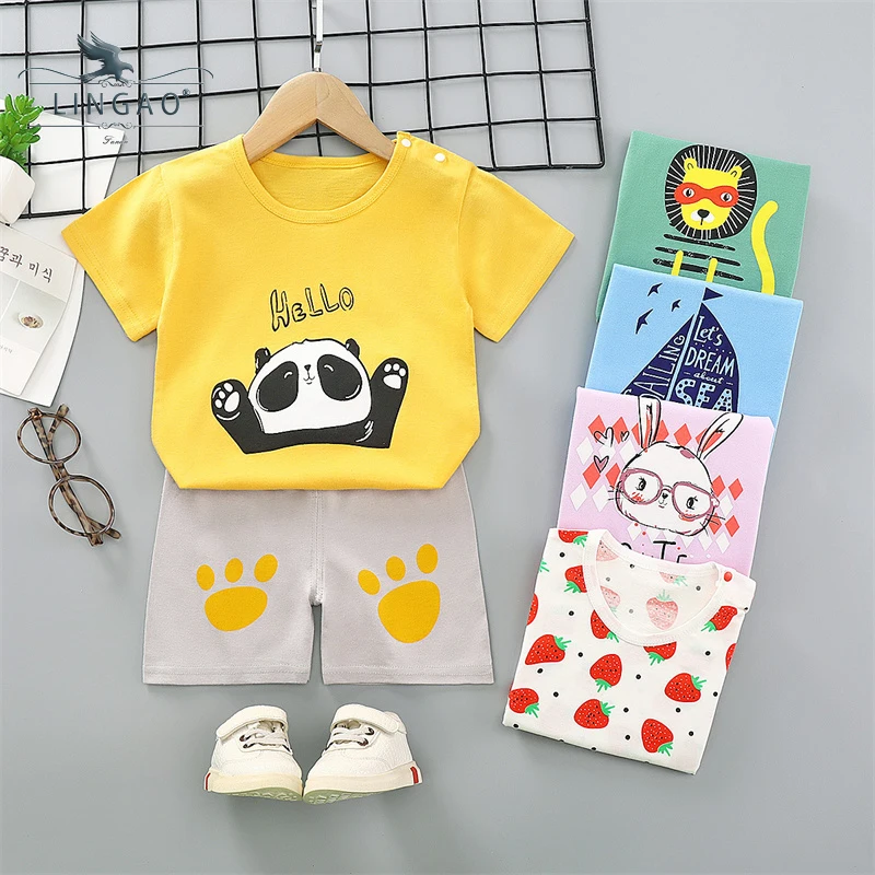 

Summer Children Suits For Boys And Girls Short Sleeve Sets For Baby Boys Clothes T-shirt Toddler Clothing одежда для подростков