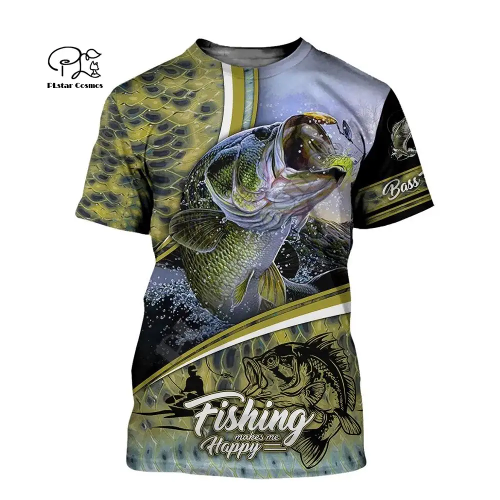 

PLstar Cosmos Animal t shirt Bass Carp Fishing Fisher 3D Printed Summer men/women Top T-shirts Short sleeves Streetwear style-2