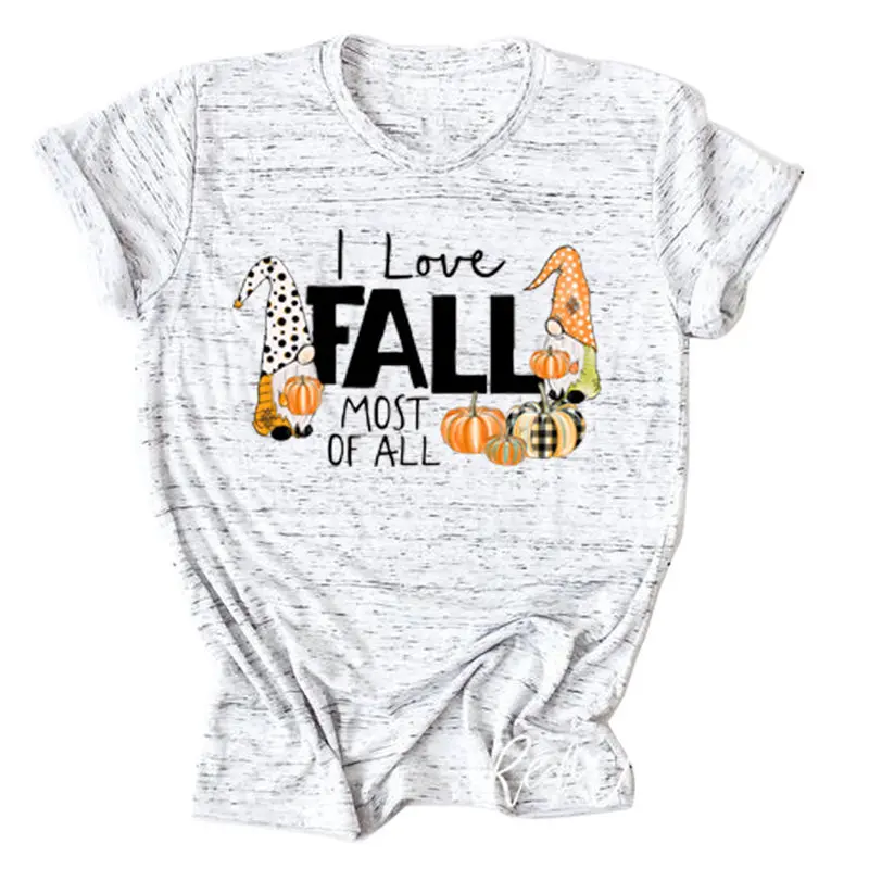 Женская футболка с принтом тыквы I Love повседневный топ вырезом лодочкой и