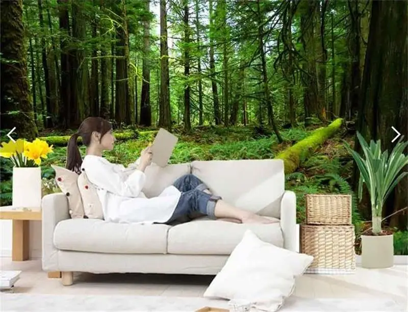 

custom size mural photo 3d wallpaper living room Green Tree Primitive Forest picture TV backdrop non-woven wallpaper for wall 3d