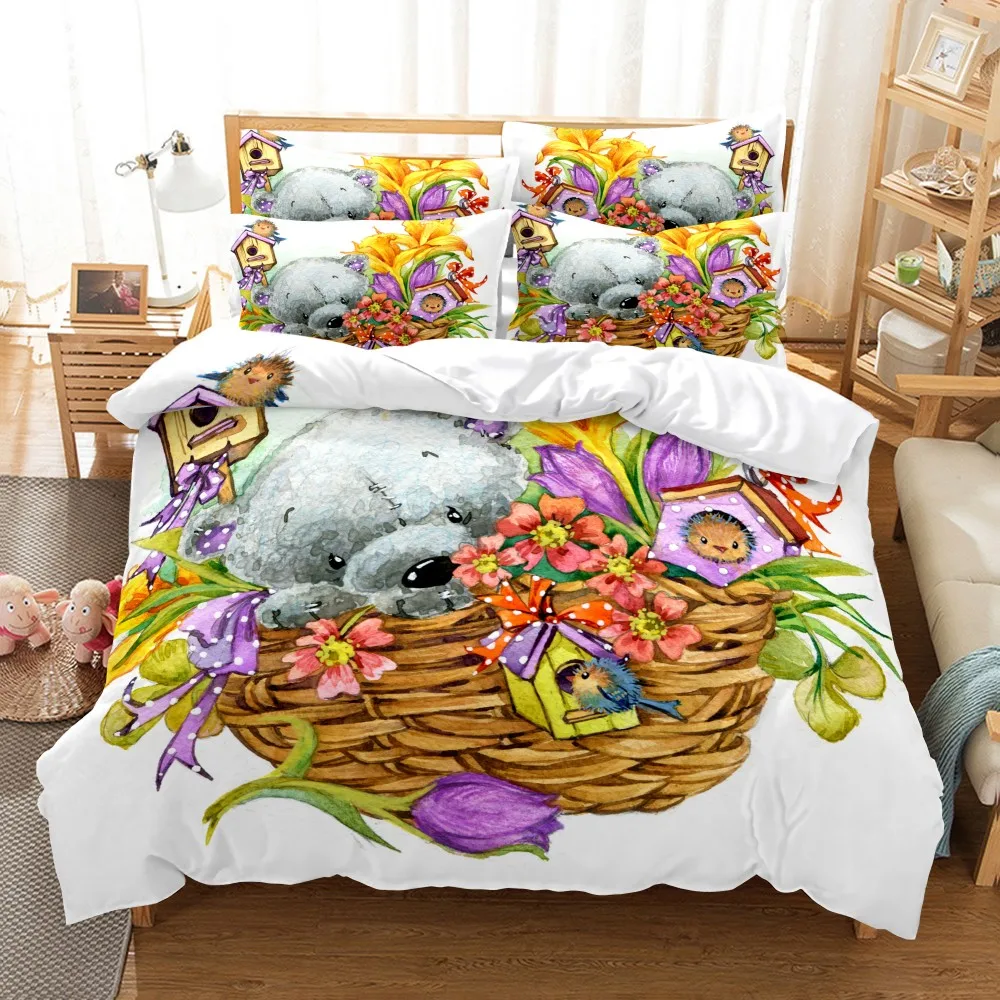 

Hot 3D Print Comforter Bedding Set Duvet Cover Set Pillowcase Cute Luxury Cartoon Lovely Animal Home Queen Twin Single Size