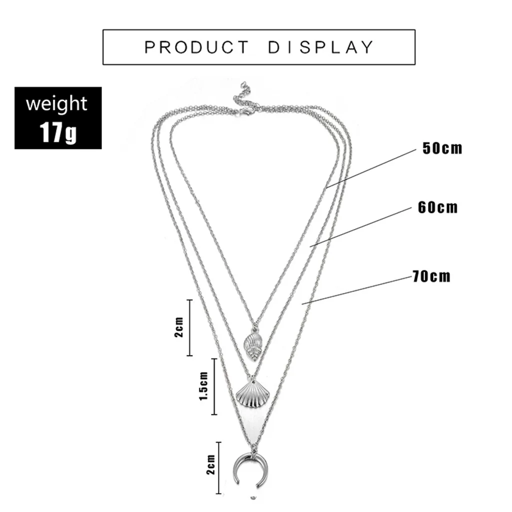 Мода Раскладушка оболочки раковины Луны сплава многослойное ожерелье ювелирные