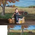 Фон для фотосъемки новорожденных с изображением фермы и полей с изображением голубого неба