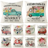 nordic spring home decoration cushion cover flower letters print pillowcase office sofa car floral throw pillow case 45x45cm