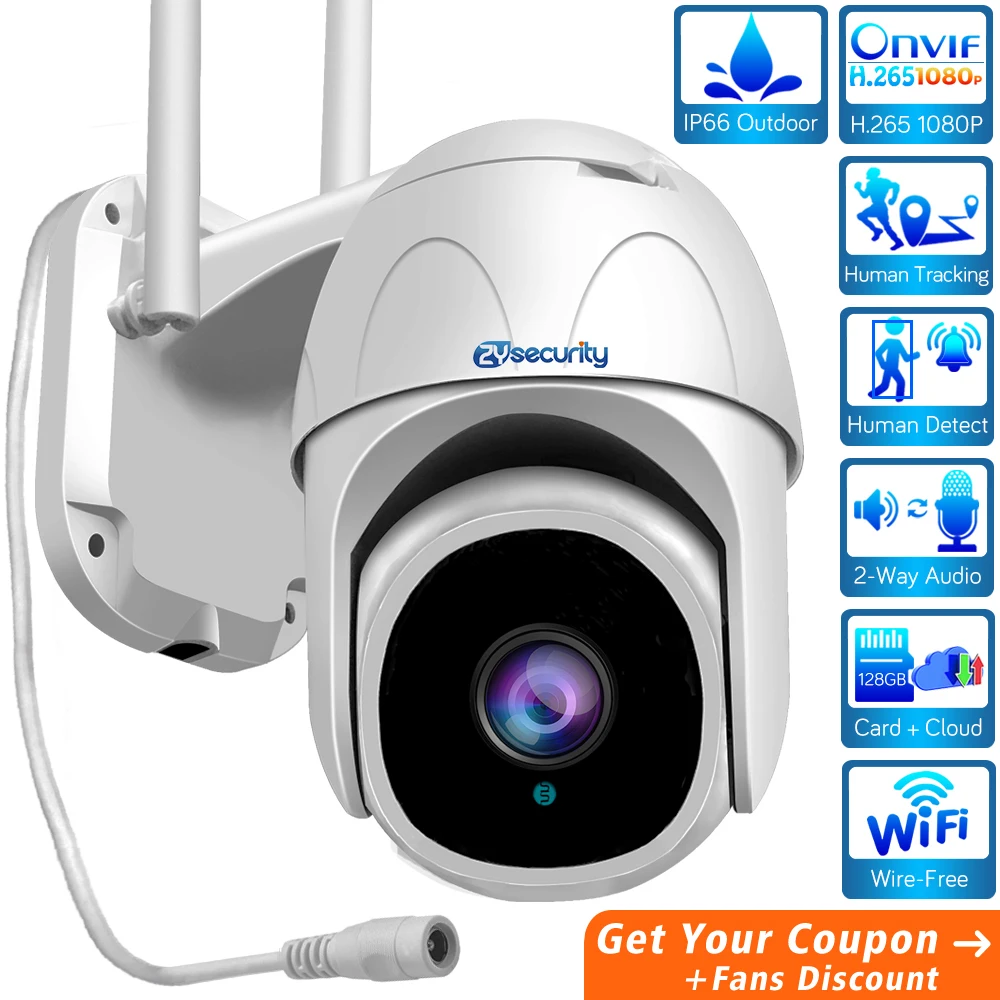 H.265 купольная камера наружного видеонаблюдения 1080P Wi Fi IP PTZ гуманоидная слежение