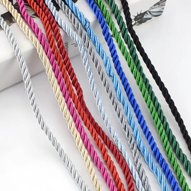Meetee 20M 5mm 3 Shares Twisted Cotton Nylon Cords Colorful DIY Craft Braided Decoration Rope Drawstring Belt Accessories AP477