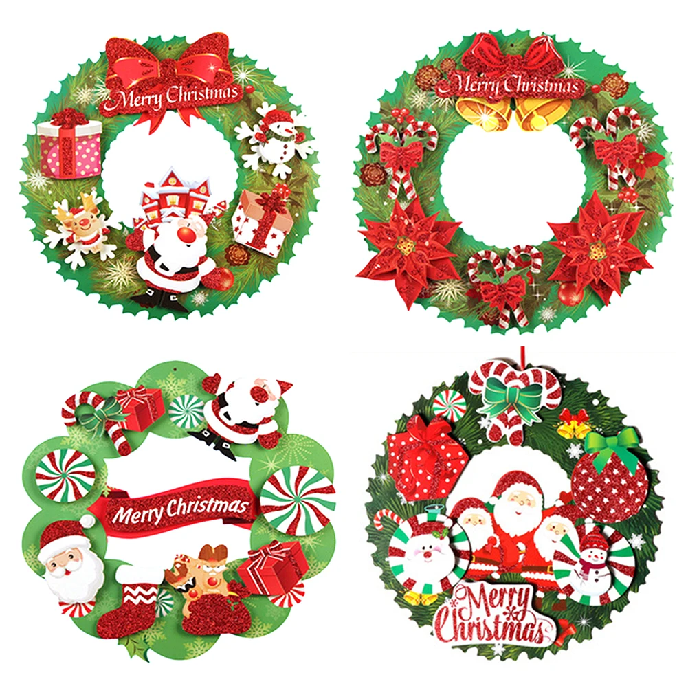 

Christmas Wreath Door Hanging Decorations High Quality Double-sided Printing Paper Wreath For Christmas Room Supplies First-rate