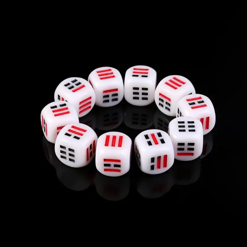 

10Pcs D6 Dices For Easy Fortune-Telling Divination Dice Ba Gua Eight Trigrams Parts Accessory 16mm E56D