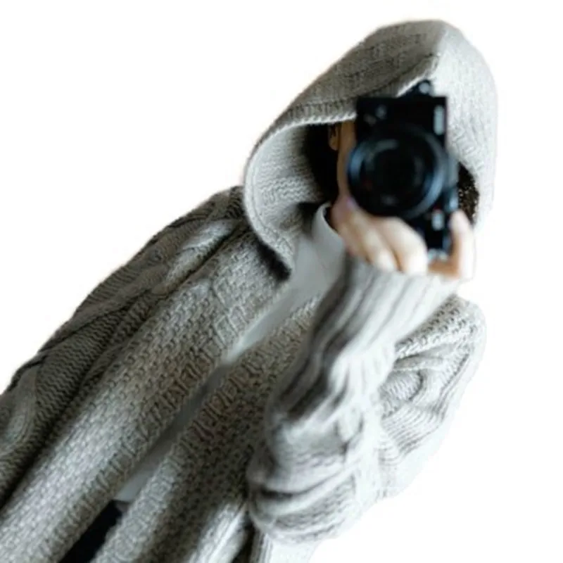 Autumn Winter New Sweater Women's Hooded Knit Cardigan Long Coat Shawl Hot Sale MK132 |